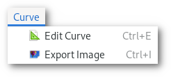The "Curve" menu, and the corresponding buttons in the contextual menu of the graph window in the Atomes program.
