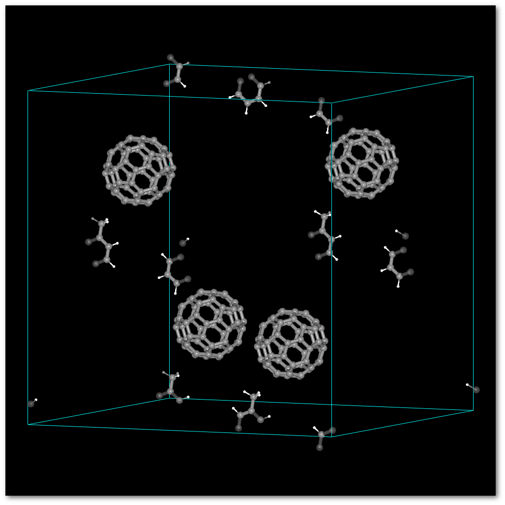 Building a C-diamond like, alternating C_{60} and toluene molecules, crystalline super-structure.