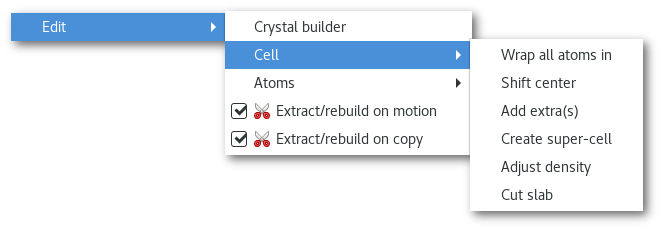Accessing the "Cell edition" window in the Atomes program.